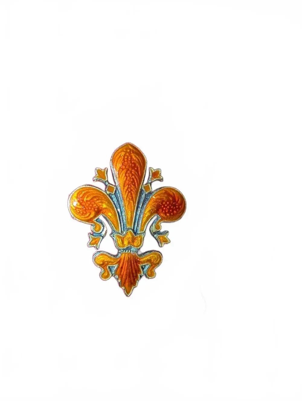Vintage Fleur-de-Lis Enamel Pin Brooch silver 800